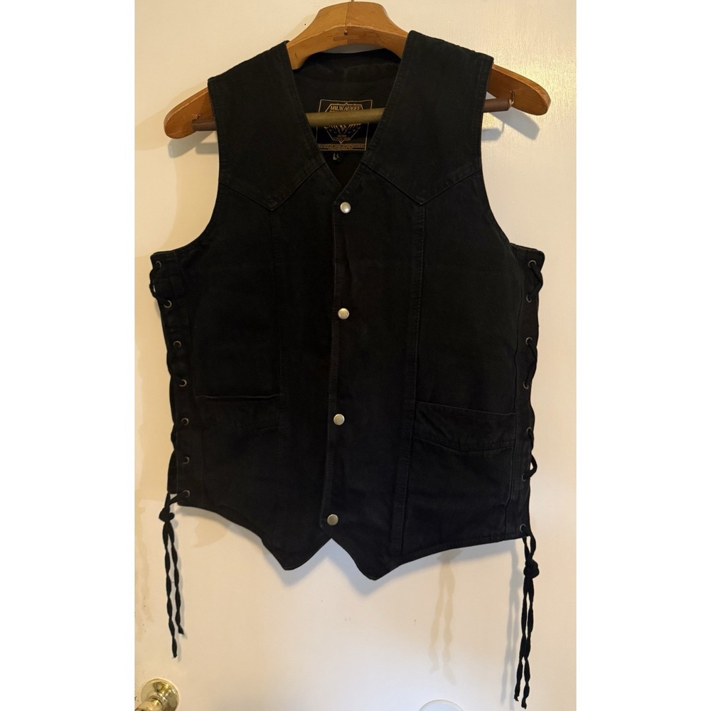Milwaukee Performance Apparel Vest Mens Lg Black Denim Concealed Carry Biker